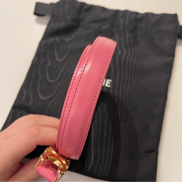 🆕Authentic Celine womens leather flamingo pink triomphe classic belt size 70 - Picture 8 of 9